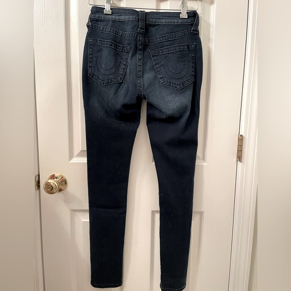 True Religion Medium Wash Paradise Falls Curvy Embroidered Size 27 Skinny Jeans - Picture 4 of 11
